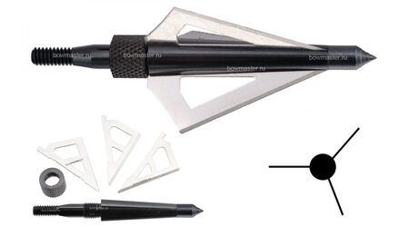 купите Наконечники охотничьи Man-kung MK-3BAL фиксированные, 100 гран, 3 лезвия (3 шт.) в Москве